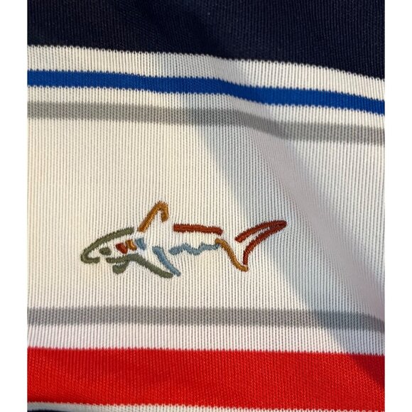 Greg Norman For Tasso Elba Mens L Polo Shirt Striped Red/White/Blue Polyester - Picture 5 of 8